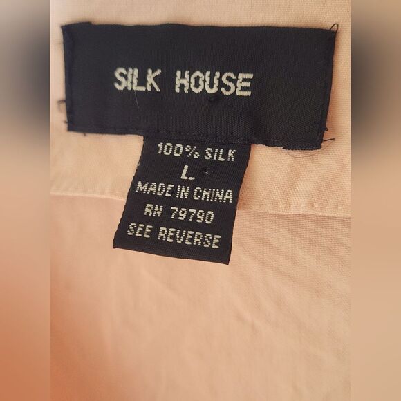 Silk House L 100% SILK Pink  Shrtslv Split Hem Buttons Up Women TopBlouse Shirt - Picture 2 of 7